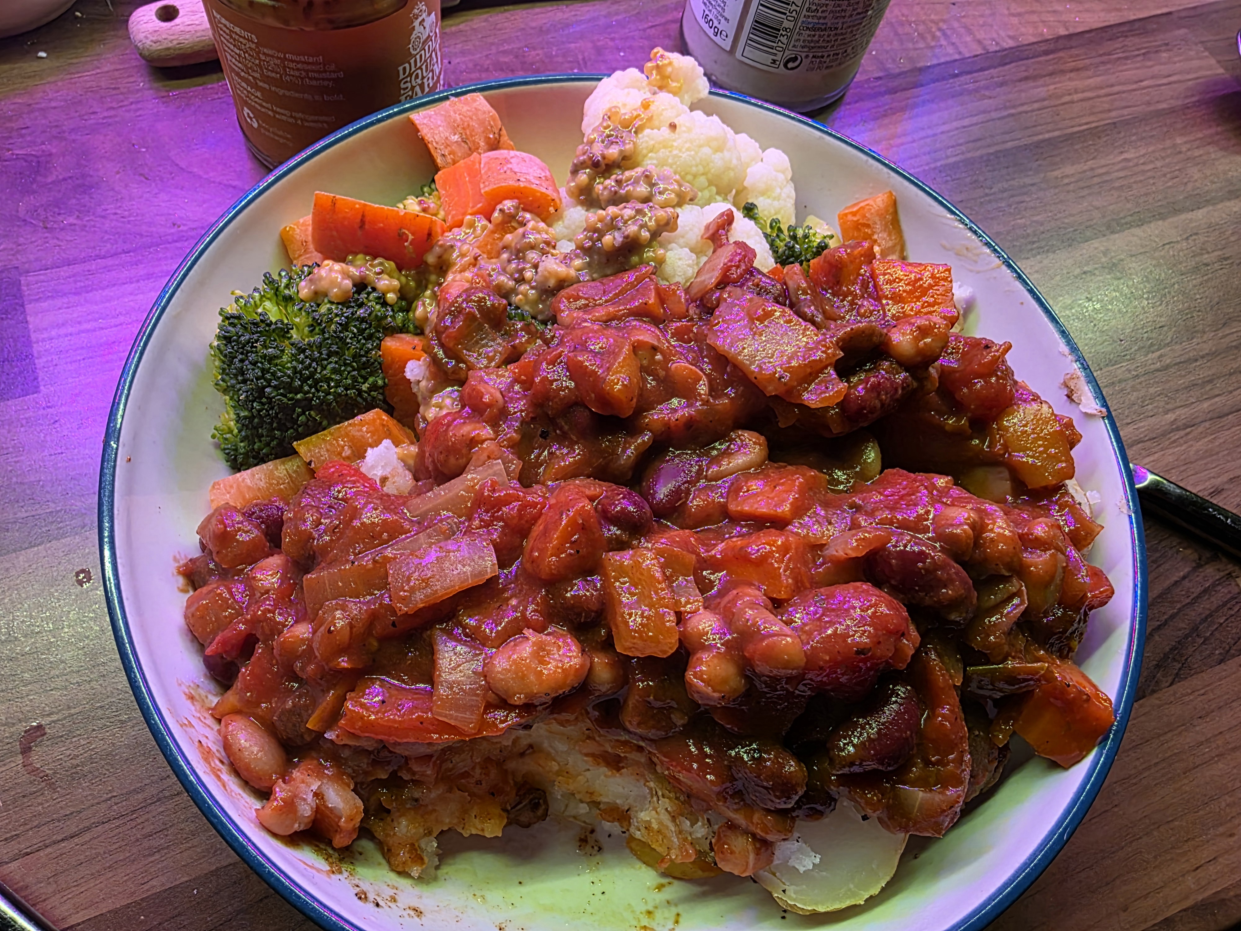 Baked Chicken with Smoky Tomato Bean Sauce and Cauliflower Mash